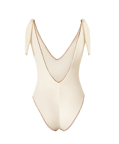 Ivory Shoulder knot one piece