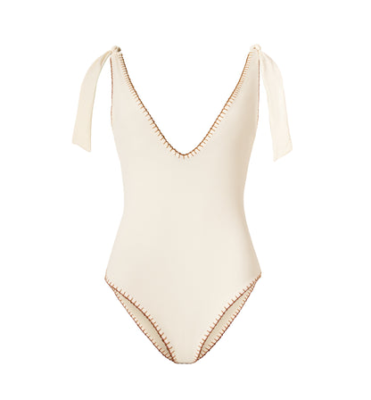 Ivory Shoulder knot one piece
