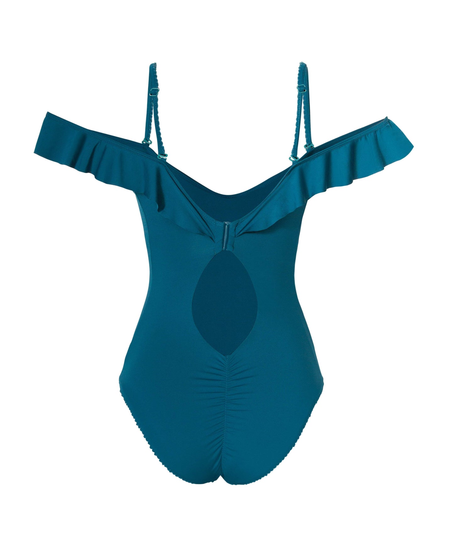 Blue lake flounced one piece