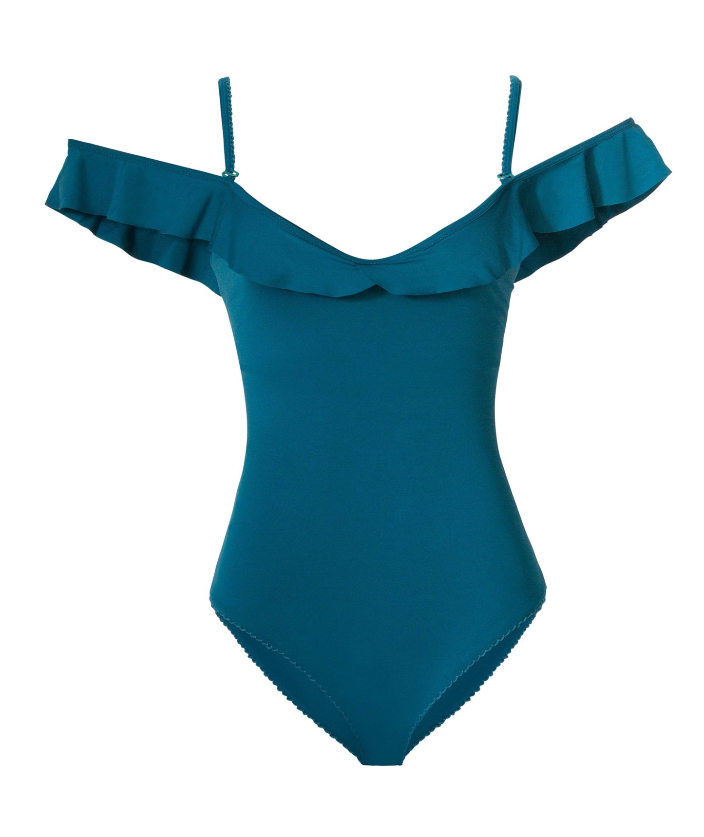 Blue lake flounced one piece